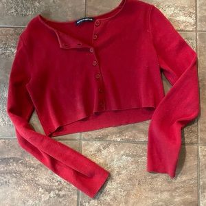 Red Brandy Melville button up sweater/cardigan